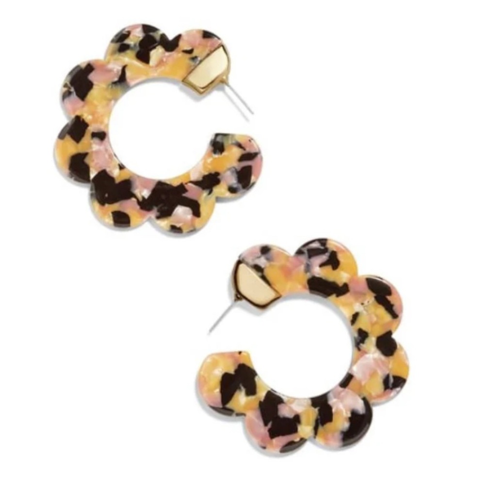 Black Multi Marbled Minimalist Hoop Earrings